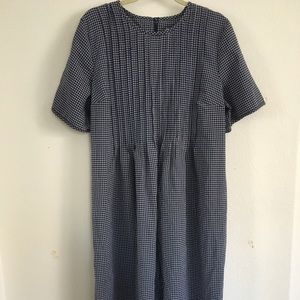 gingam navy blue & white vintage dress